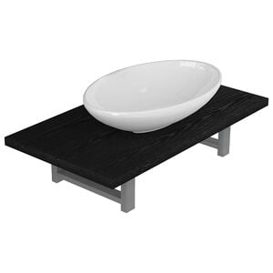 vidaXL 2-tlg. Badm&ouml;bel-Set Keramik Schwarz
