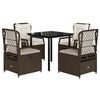 vidaXL 5-tlg. Garten-Essgruppe mit Kissen Braun Poly Rattan