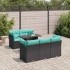 vidaXL 6-tlg. Garten-Sofagarnitur mit Kissen Schwarz Poly Rattan