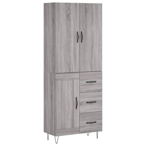 vidaXL Highboard Grau Sonoma 69,5x34x180 cm Holzwerkstoff