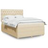vidaXL Boxspringbett mit Matratze Creme 160x200 cm Stoff