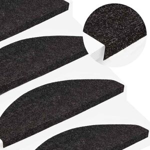 vidaXL Stufenmatten Selbstklebend 15 Stk. 56x17x3 cm Schwarz