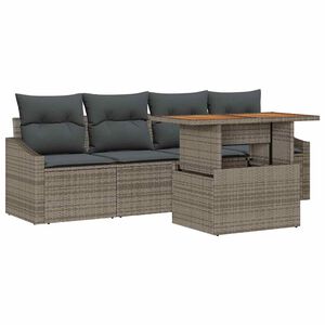 vidaXL Garten-Sofa-Set mit Speicher 5 pcs Grau Poly Rattan