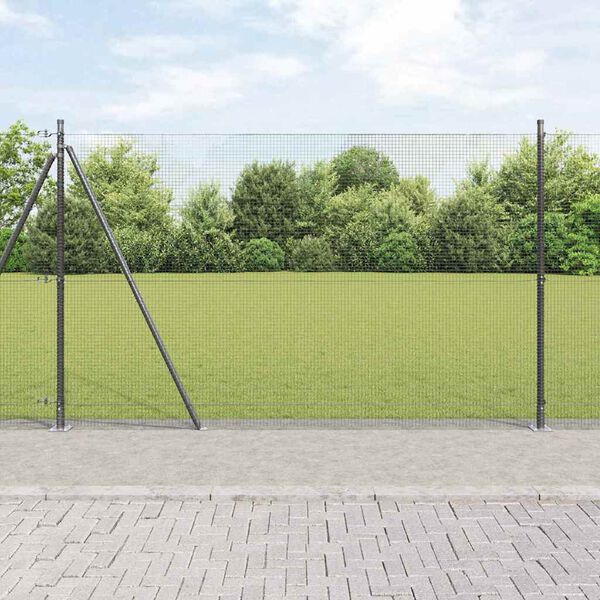 vidaXL Zaunpfosten Grau 50 x 1,5 m (16 x 16 mm Maschen) Stahl und PVC