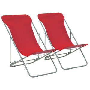 vidaXL Klappst&uuml;hle, 2 St&uuml;ck, Stahl und Oxford-Gewebe, rot