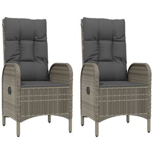 vidaXL Gartenst&uuml;hle 2 Stk. Poly Rattan Grau