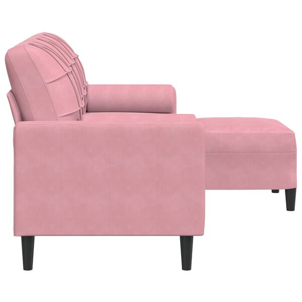 vidaXL 3-Sitzer-Sofa mit Hocker Rosa 180 cm Samt