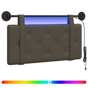 vidaXL H&auml;ngendes Kopfteil Mit LED Licht Grau Kunstleder