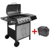 vidaXL Gasgrill 4+1 Flammen Schwarz und Silbern