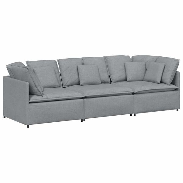 vidaXL Modulares Sofa mit Kissen Stoff Hellgrau