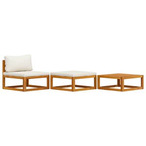 vidaXL 3-tlg. Garten-Lounge-Set mit Creme-Kissen Massivholz Akazie