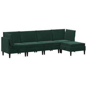 vidaXL Wohnzimmergarnitur mit Kissen 5 pcs Dunkelgr&uuml;n Samt