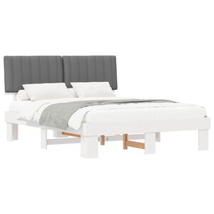 vidaXL Bettgestell mit gepolstertem Kopfteil Hellgrau 160 x 200 cm