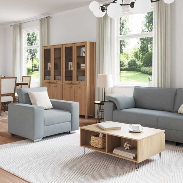 vidaXL Sofa 3 pcs Hellgrau Leinenmischgewebe