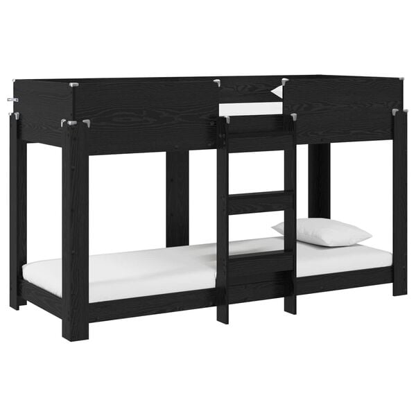 vidaXL Etagenbett f&uuml;r Kinder Schwarz Eichen-Optik 75 x 190 cm