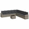 vidaXL 10-tlg. Garten-Sofagarnitur mit Kissen Grau Poly Rattan
