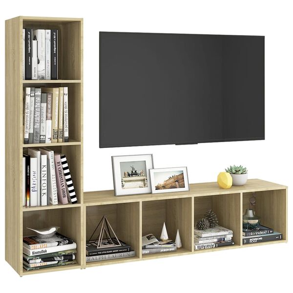vidaXL TV-Schränke 2 Stk. Sonoma-Eiche 142,5x35x36,5 cm Holzwerkstoff