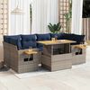 vidaXL 7-tlg. Garten-Sofagarnitur mit Kissen Grau Poly Rattan