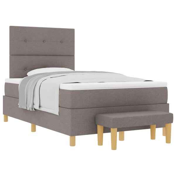 vidaXL Boxspringbett mit Matratze Taupe 120 x 190 cm Stoff
