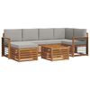 vidaXL Ecksofa Set 7 pcs Nat&uuml;rlich und Hellgrau Massivholz Akazie