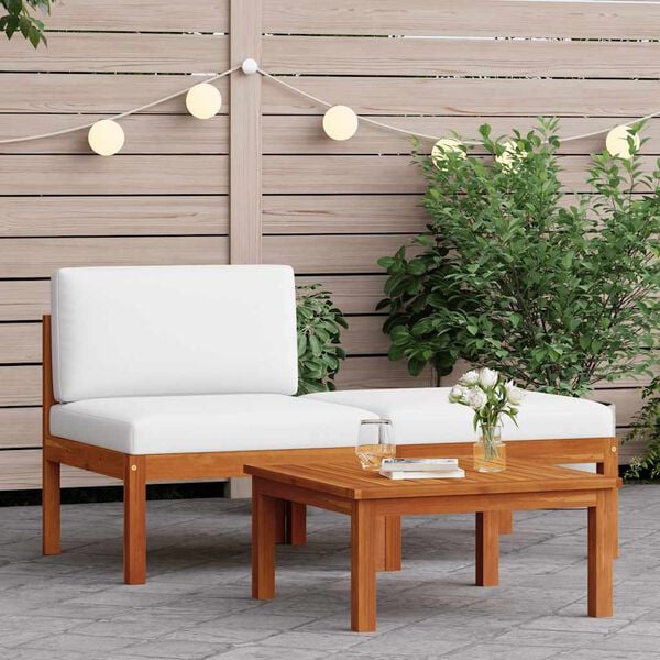 vidaXL 3-tlg. Garten-Lounge-Set mit Kissen Holz Akazie & Seil