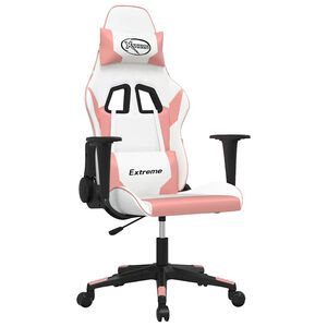 vidaXL Gaming-Stuhl Wei&szlig; und Rosa Kunstleder