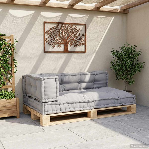 vidaXL Pallet Sofa Kissen 3 pcs Grau 120 x 80 x 38 cm Stoff
