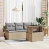 vidaXL Gartensofa-set mit Kissen mit Speicher 5 pcs Beige Poly Rattan