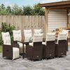vidaXL Garten Essgruppe mit Kissen 9 pcs Braun Poly-Rattan