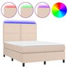 vidaXL Boxspringbett mit Matratze & LED Cappuccino-Braun 140x190cm