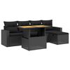 vidaXL 6-tlg. Garten-Sofagarnitur mit Kissen Schwarz Poly Rattan