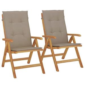 vidaXL Klappst&uuml;hle mit Kissen, 2 St&uuml;ck, Massivholz Teak