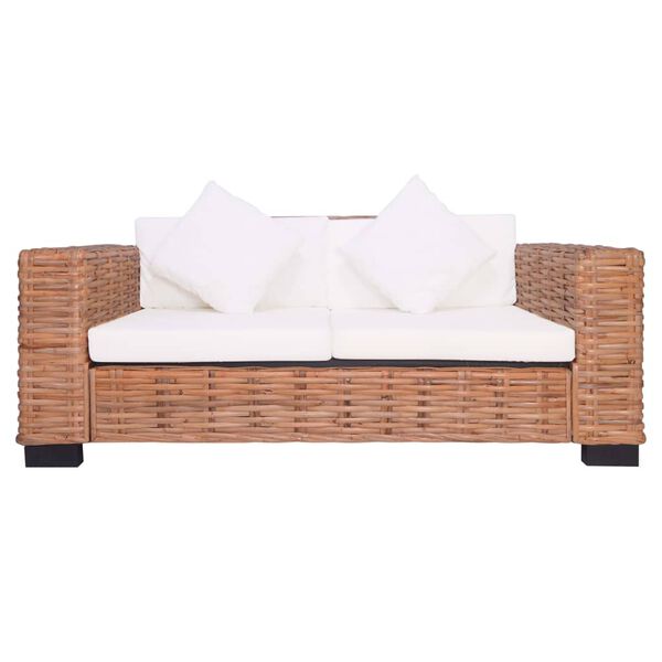 vidaXL 2-Sitzer Gartensofa Natürliches Rattan