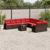 vidaXL 11-teiliges Gartensofa-Set mit Kissen, braun, Polyrattan