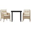 vidaXL 3-tlg. Garten-Essgruppe mit Kissen Beige Poly Rattan