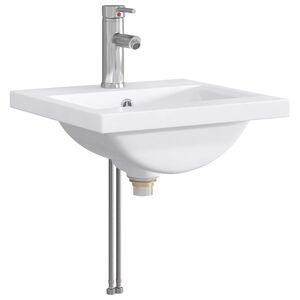 vidaXL Waschbecken mit Wasserhahn und Abfluss Chrom 42 x 40 x 16,5 cm