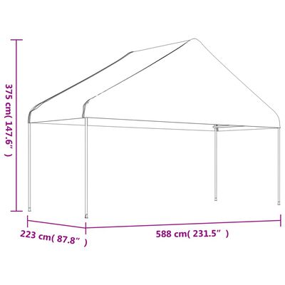 vidaXL Pavillon mit Dach Weiß 4,46x5,88x3,75 m Polyethylen