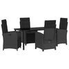 vidaXL Garten Essgruppe mit Kissen 5 pcs Schwarz Poly-Rattan
