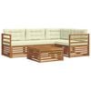 vidaXL Outdoor-Sofagarnitur mit Kissen 5 pcs Natur und Creme