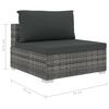 vidaXL 8-tlg. Garten-Lounge-Set mit Auflagen Poly Rattan Grau