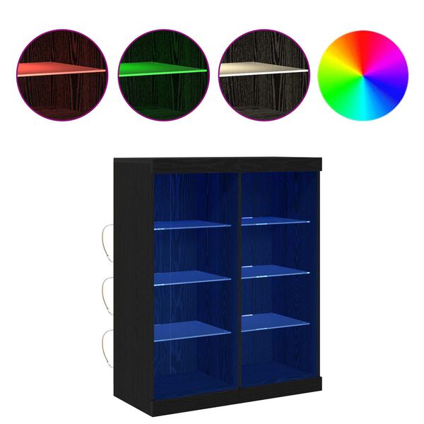 vidaXL LED-Sideboard Schwarz Eichen-Optik 41 x 37 x 100 cm