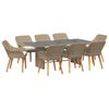 vidaXL Garten Essgruppe mit Kissen 9 pcs Beige Poly-Rattan