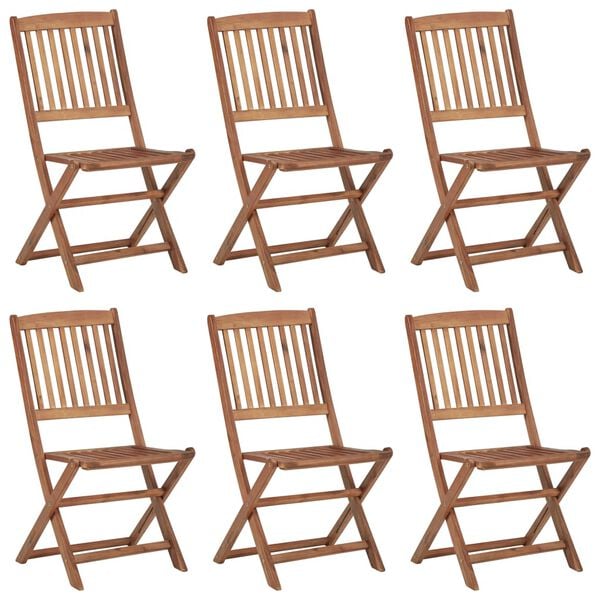 vidaXL Klappbare Gartenst&uuml;hle 6 Stk. mit Kissen Massivholz Akazie