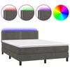 vidaXL Boxspringbett mit Matratze & LED Dunkelgrau 140x190 cm Samt