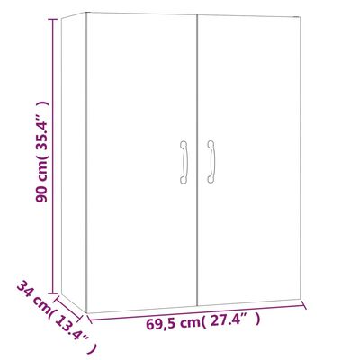 vidaXL Highboard Grau Sonoma 69,5x34x180 cm Holzwerkstoff