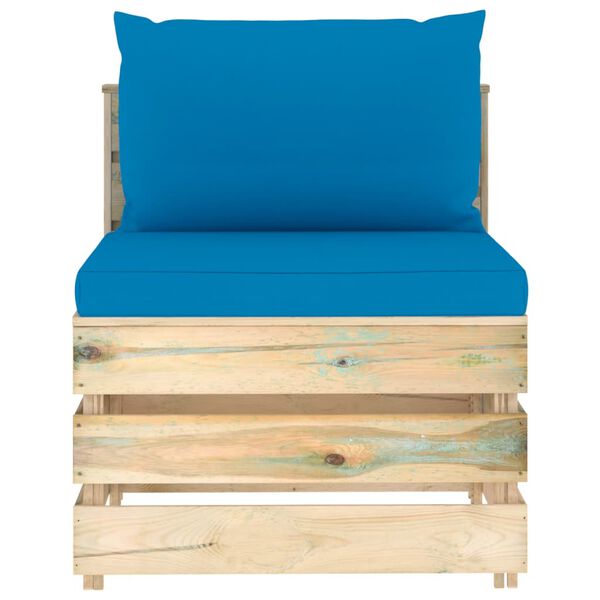 vidaXL 3-tlg. Garten-Lounge-Set mit Kissen Gr&uuml;n Impr&auml;gniertes Holz