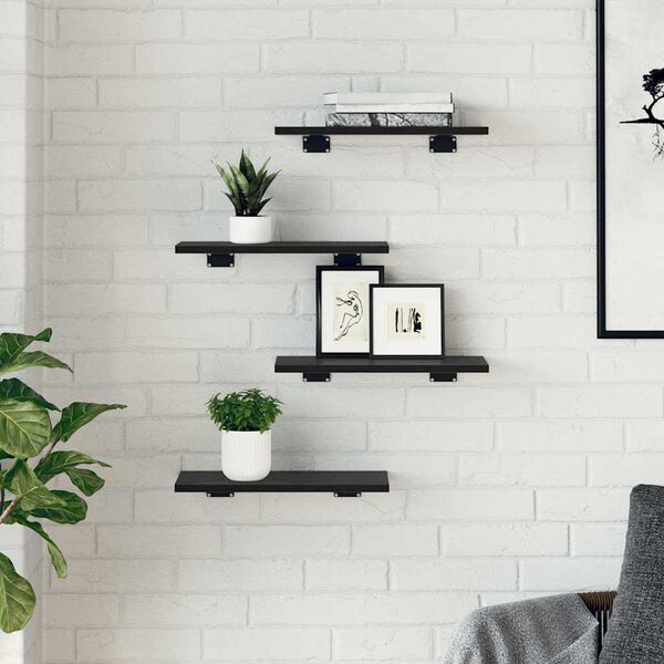 vidaXL Regalbrett 4 pcs Schwarz 40 x 20 x 1,5 cm Holzwerkstoff
