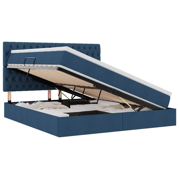vidaXL Aufbewahrungsbett mit Matratze Blau 160 x 200 cm Polyester