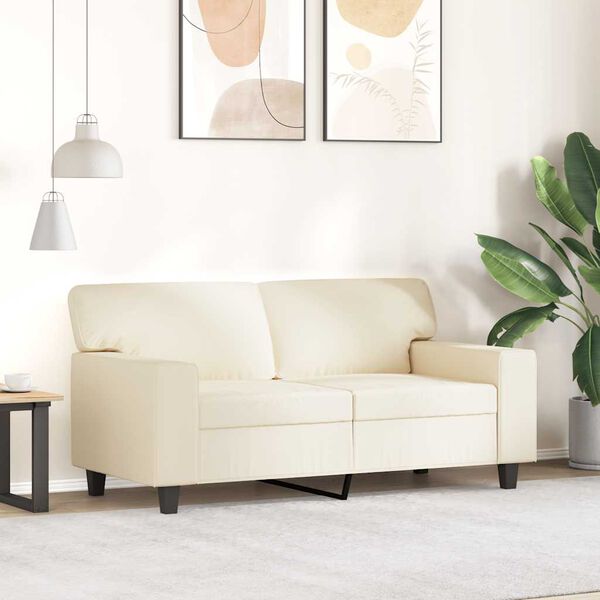 vidaXL 2-Sitzer-Sofa Creme 120 cm Kunstleder