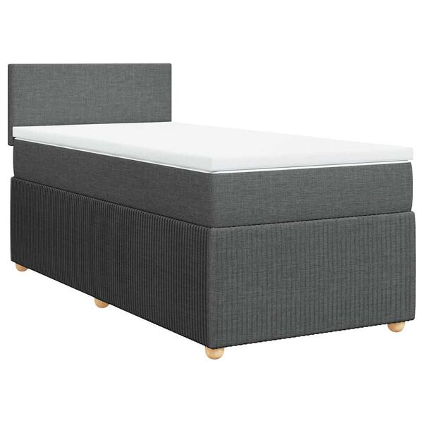 vidaXL Boxspringbett mit Matratze Dunkelgrau 100x200 cm Stoff